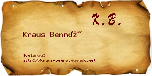 Kraus Bennó névjegykártya
